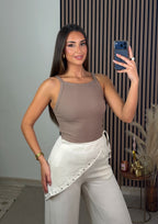TOP CANALÉ TAUPE