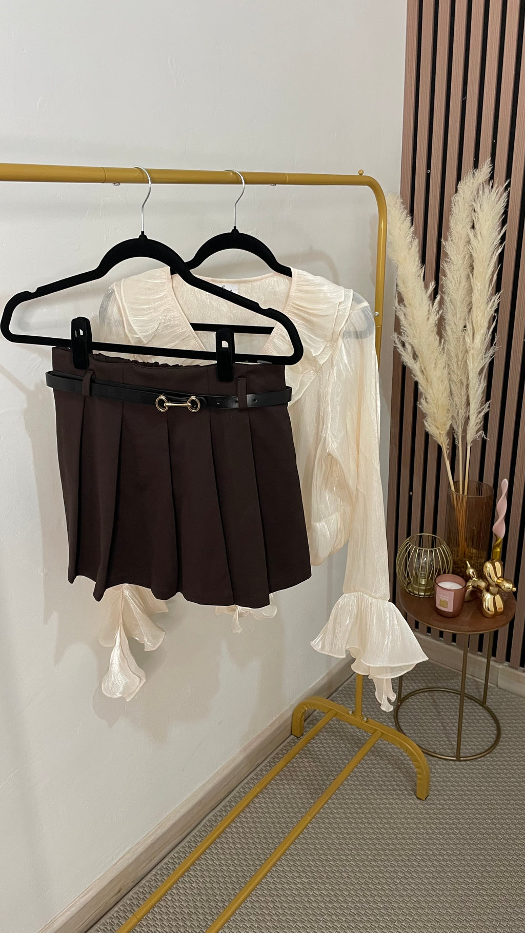 FALDA PANTALÓN TABLAS MARRÓN