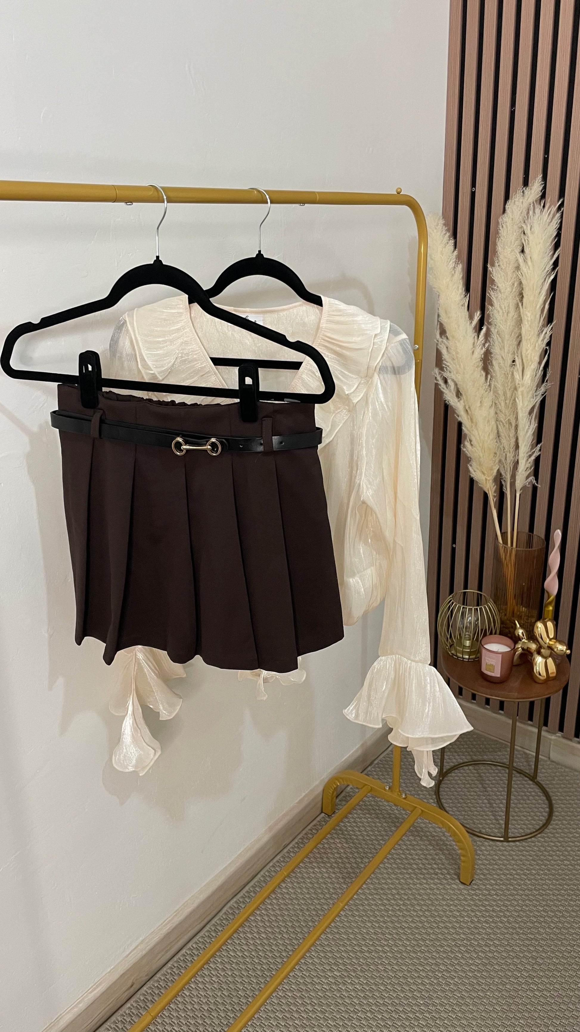 FALDA PANTALÓN TABLAS MARRÓN