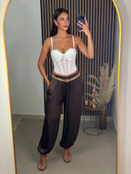 PANTALÓN SATINADO CHOCOLATE