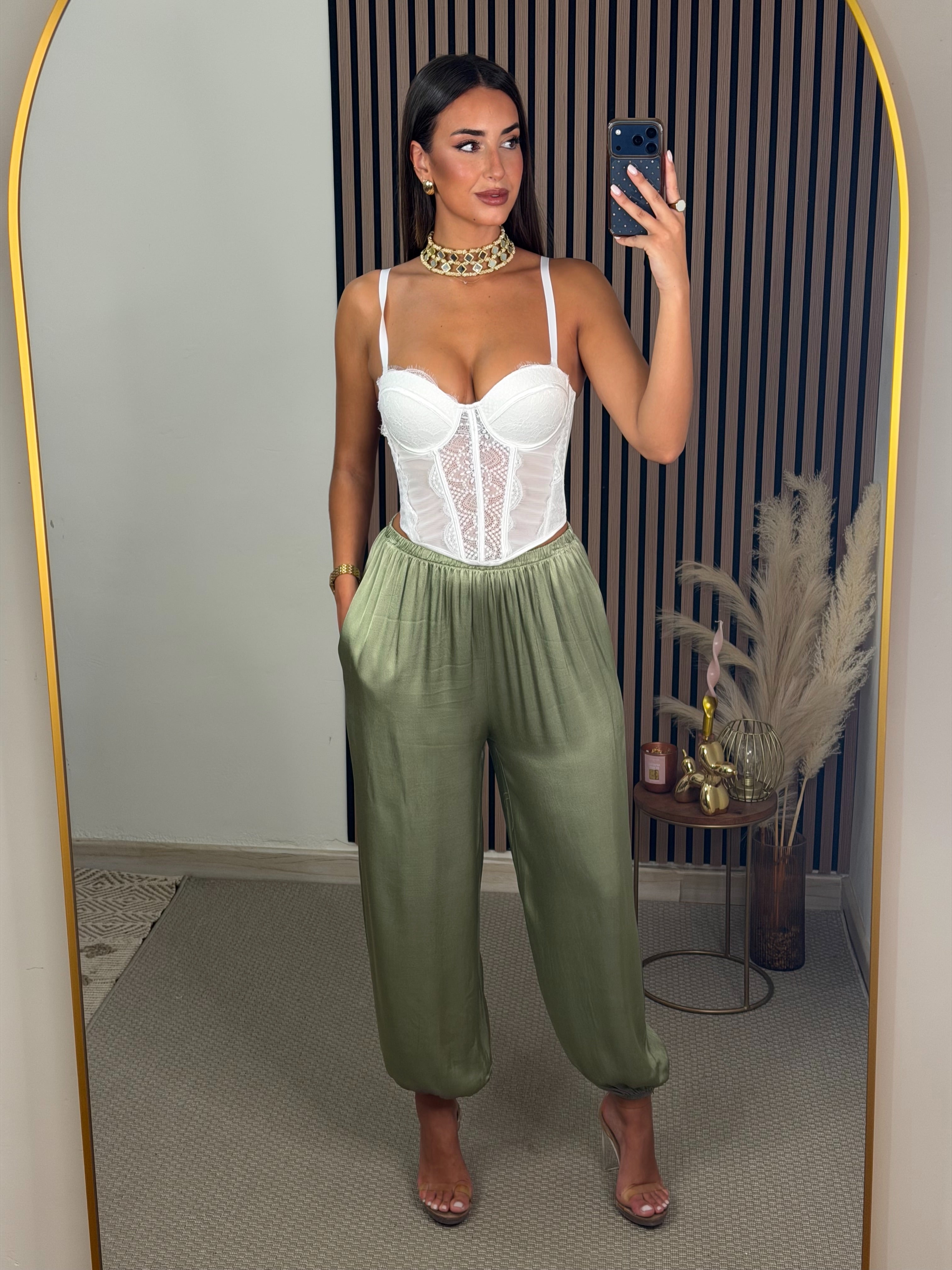 PANTALÓN SATINADO VERDE