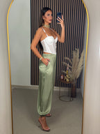 PANTALÓN SATINADO VERDE