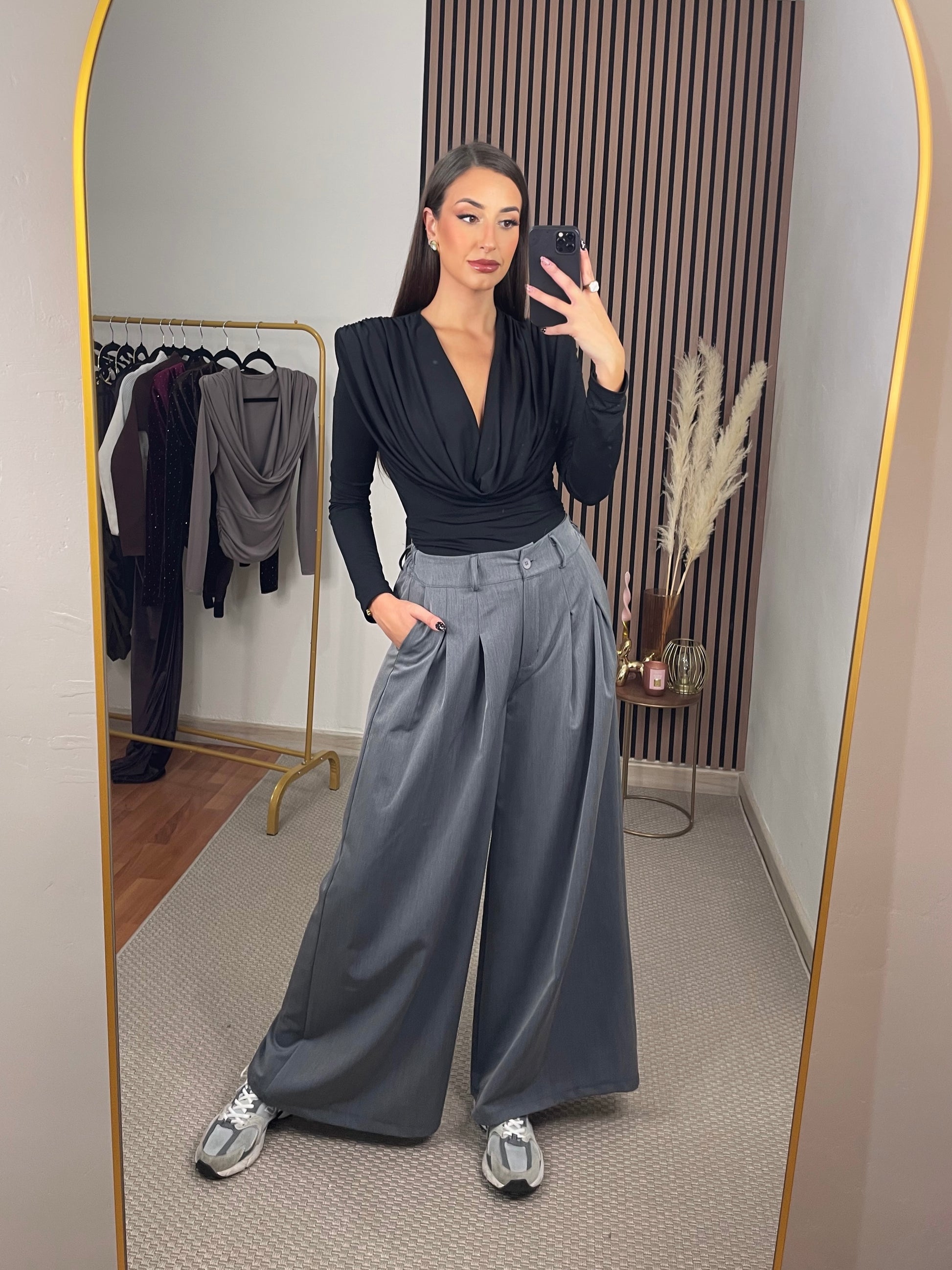 PANTALÓN PALAZZO GRIS