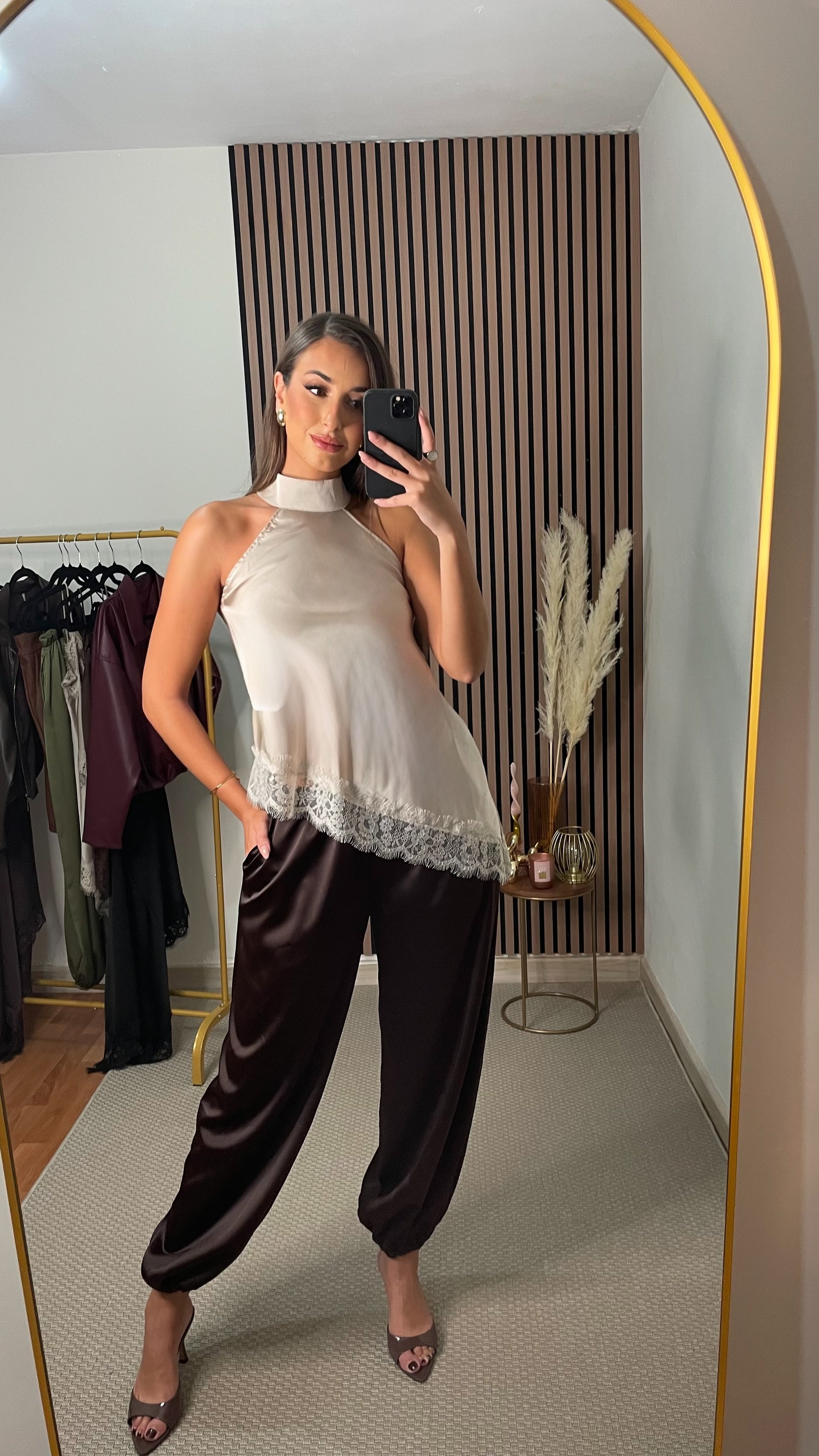 TOP HALTER LENCERO CHAMPÁN