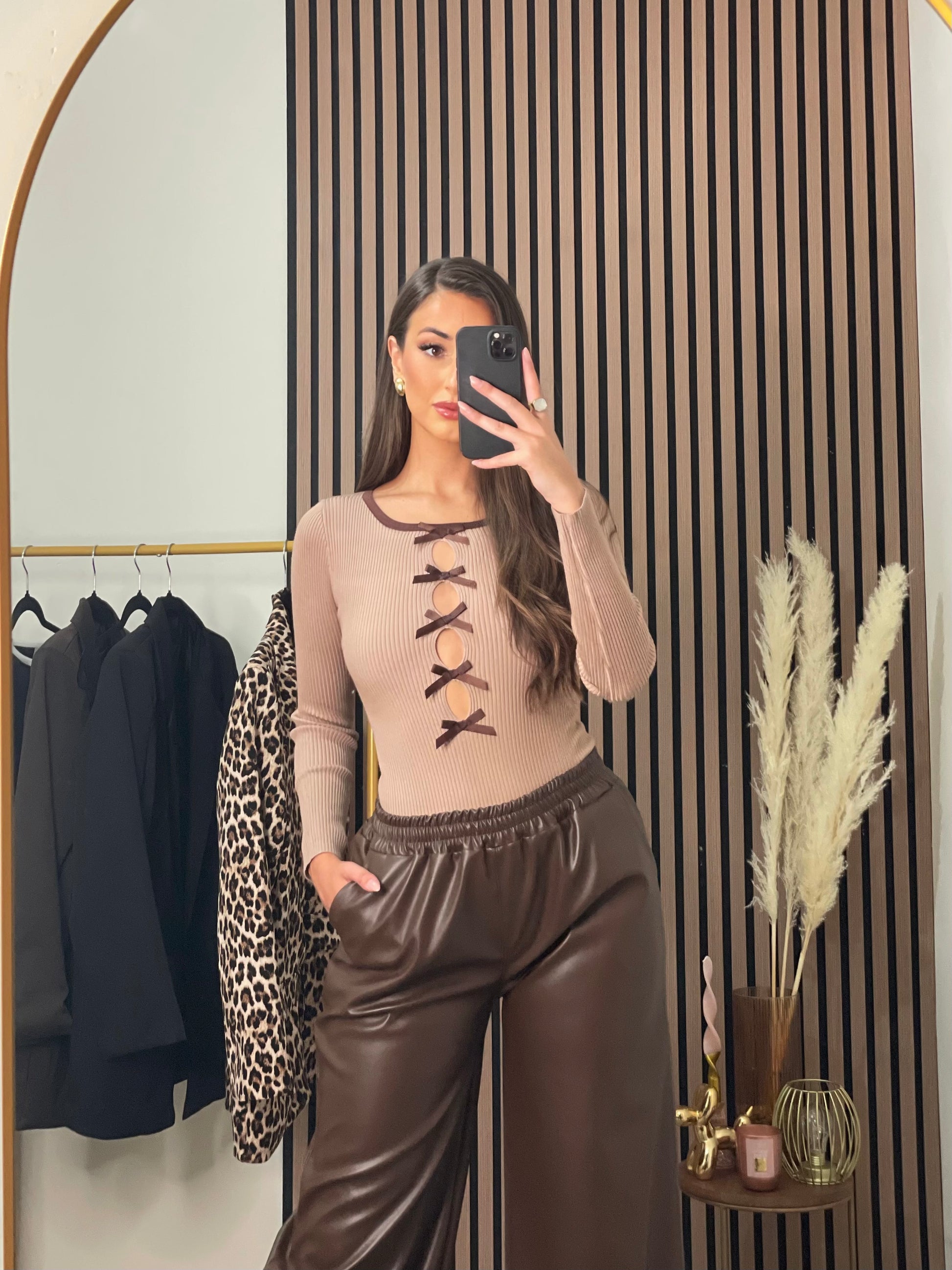 BODY PUNTO DETALLE LAZO MARRÓN/MARRÓN OSCURO