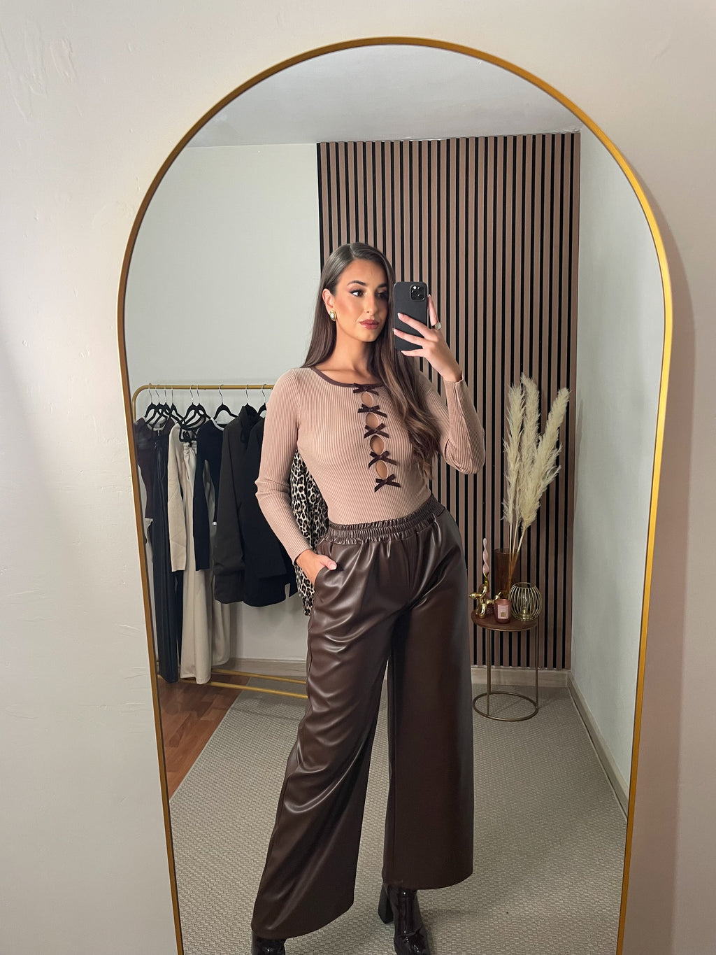 BODY PUNTO DETALLE LAZO MARRÓN/MARRÓN OSCURO