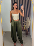 PANTALÓN SATINADO VERDE